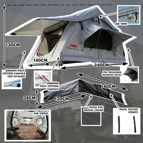 Deluxe Roof Top Tent for Cars and 4x4 Vehicles