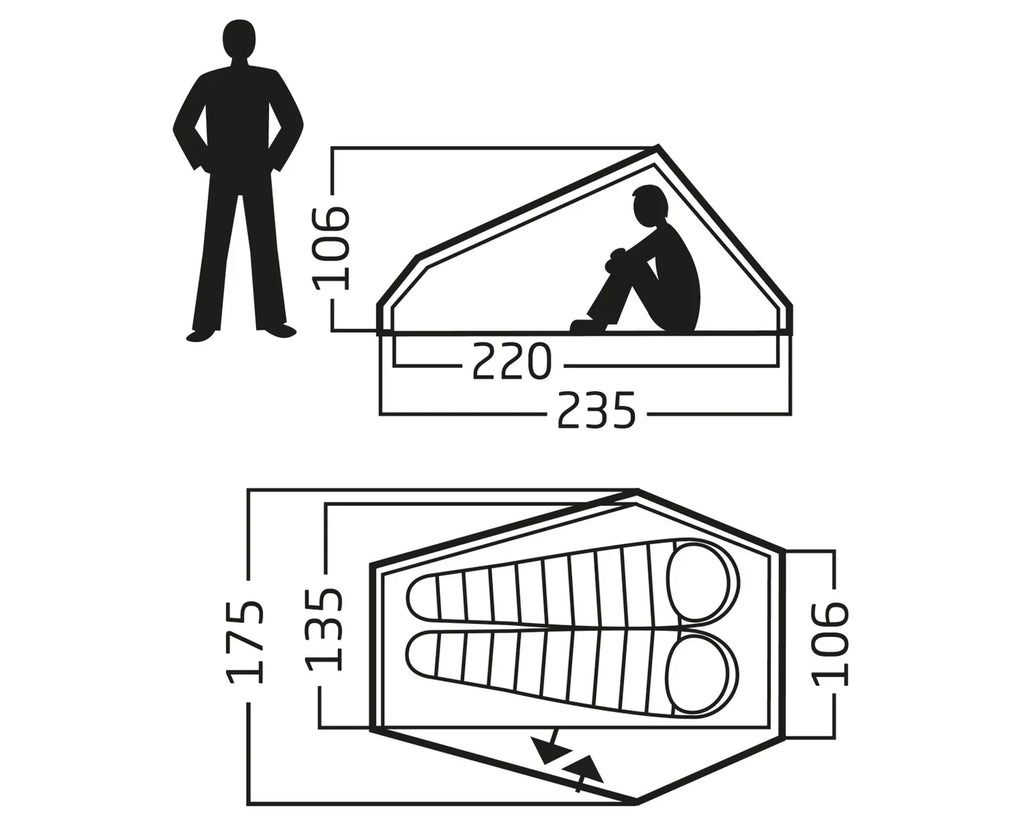Lightweight 2-Person Tunnel Tent for Backpacking and Hiking