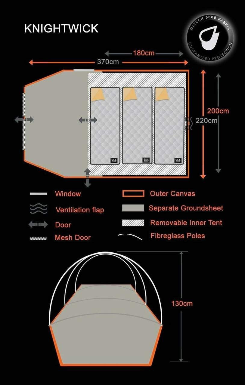 3 Berth Camping Tent with Blackout Bedroom and Waterproof Design
