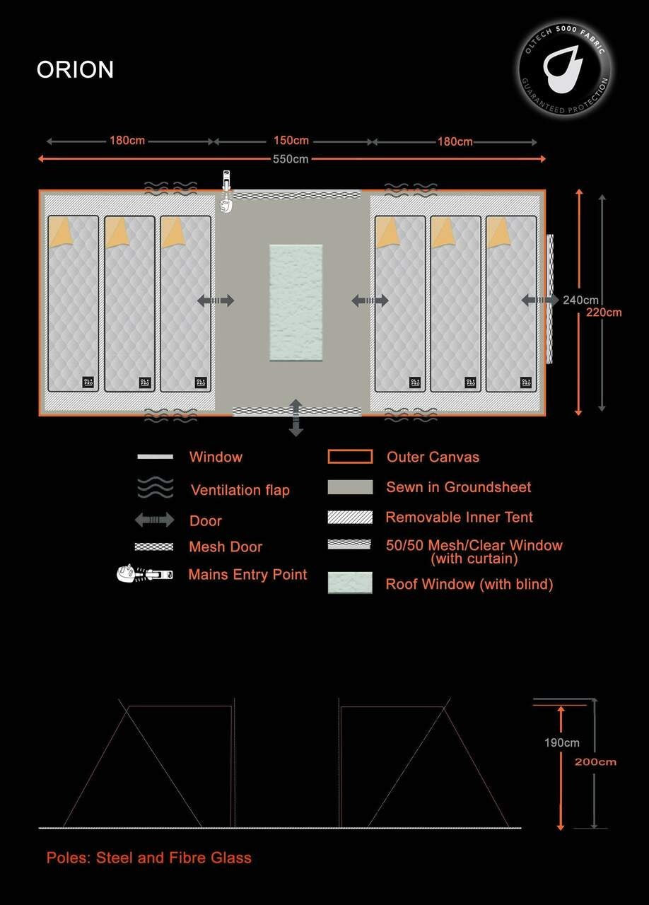 6-Berth Family Camping Tent with Blackout Bedrooms