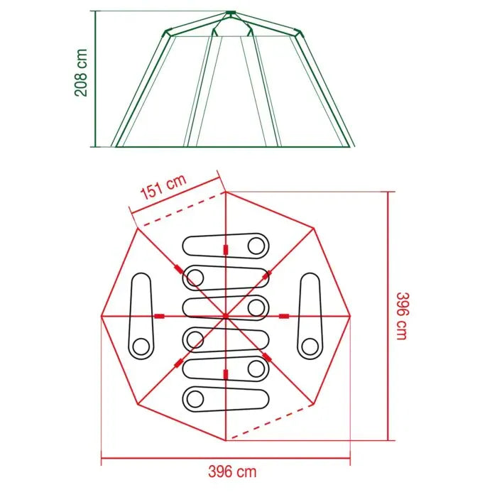 8 Person Octagonal Family Camping Tent - Versatile Shelter