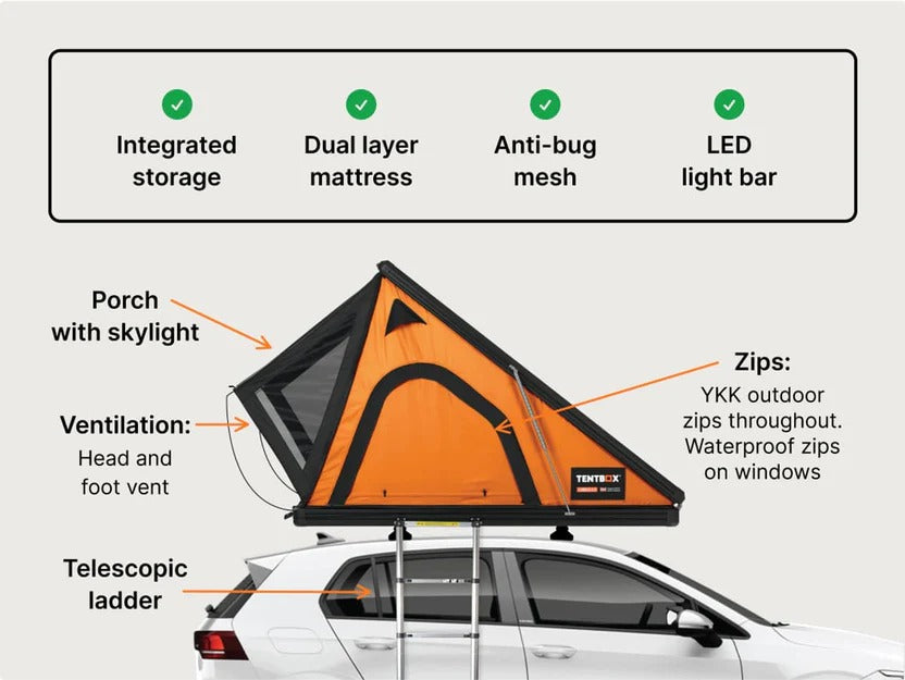 Rugged 2-Person Hard Shell Cargo Roof Top Tent