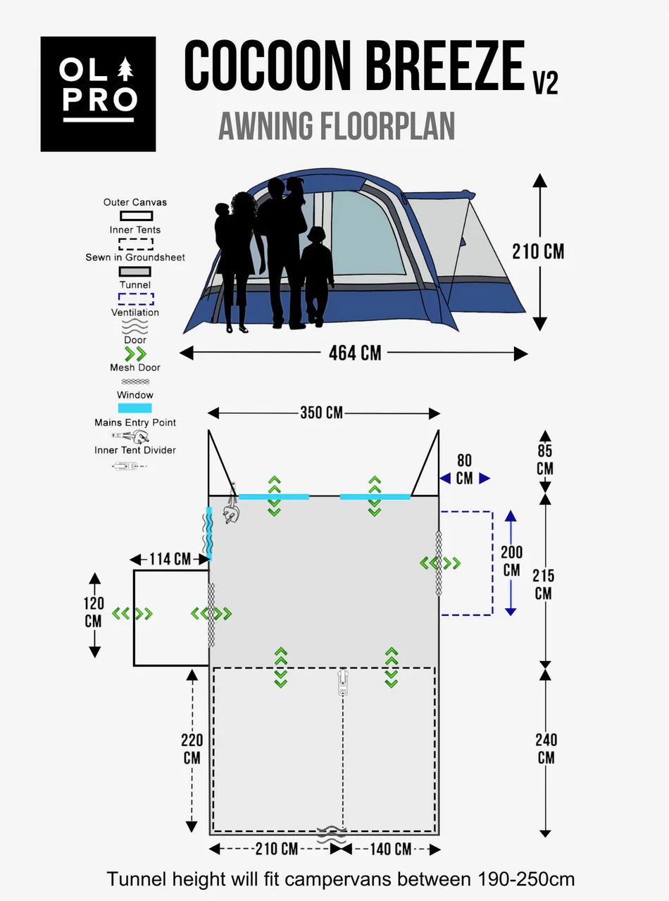 Inflatable Campervan Drive-Away Awning with 5 Berth Bedroom